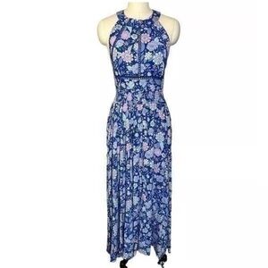 Anthropologie Abel the Label size L blue floral rumi dress GUC maxi length